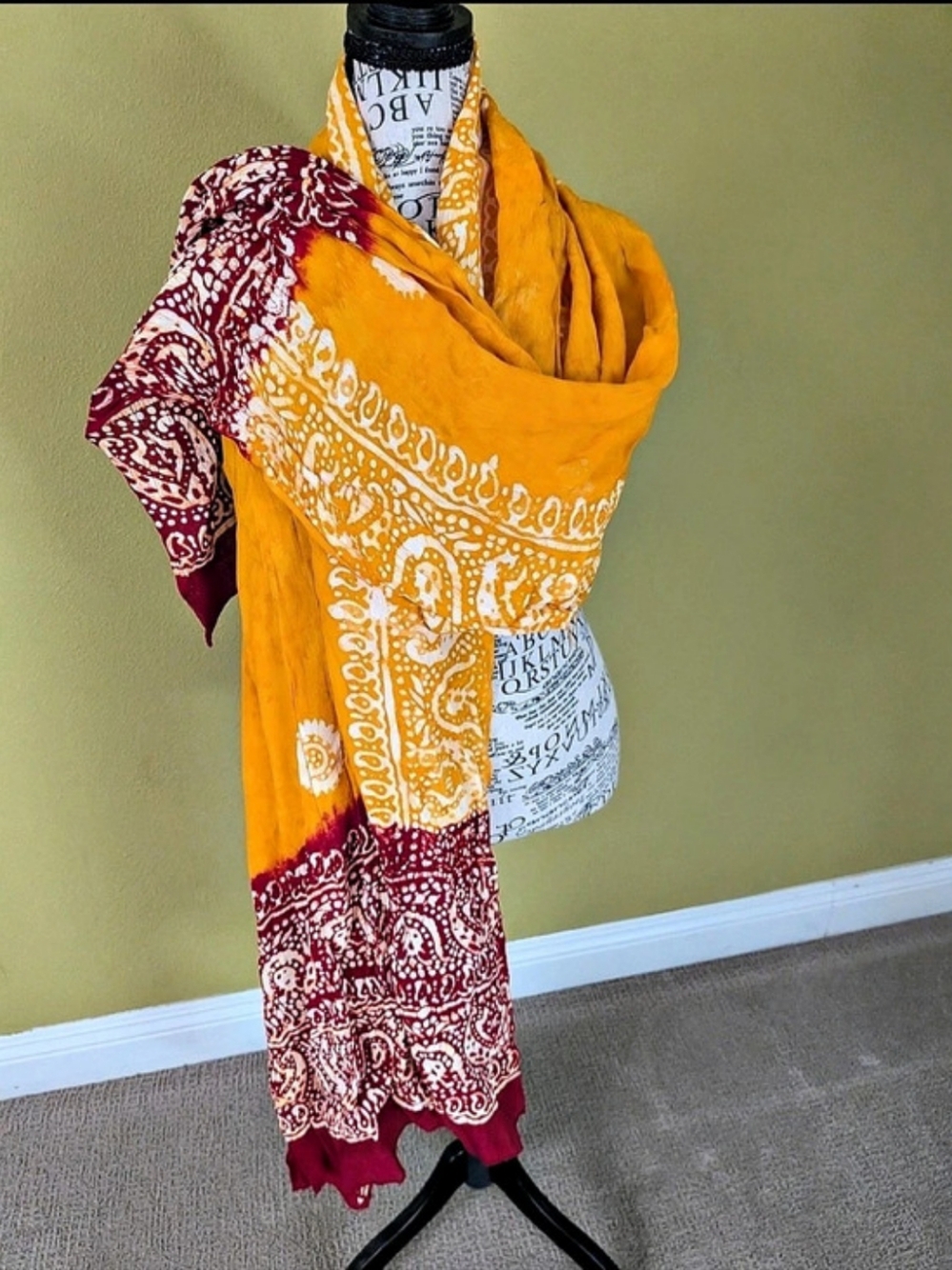 Paisley Scarf in Orange & Red